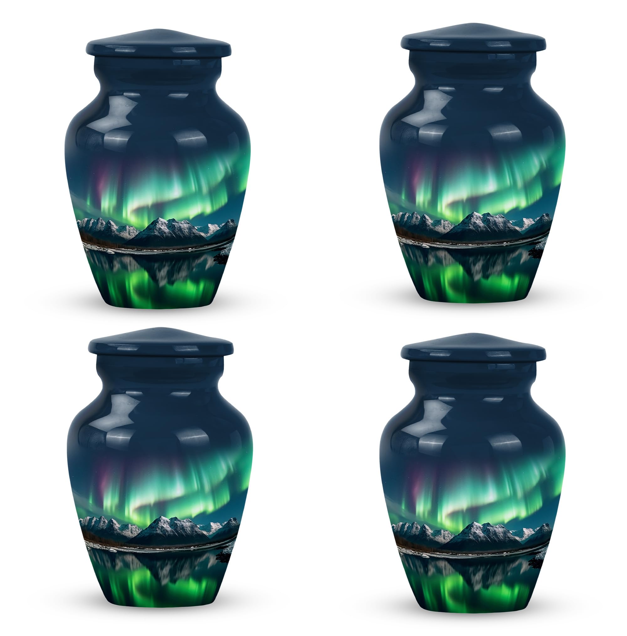 YATSKIA Set of 4 Aurora Borealis Small Keepsake Urns for Adult Human Ashes - Little Cremation Keepsake - Mini Cremation Urn - Small Memorial Ashes Urn - Mini Urn for Small Ashes (Size- 3inch)… — image 1