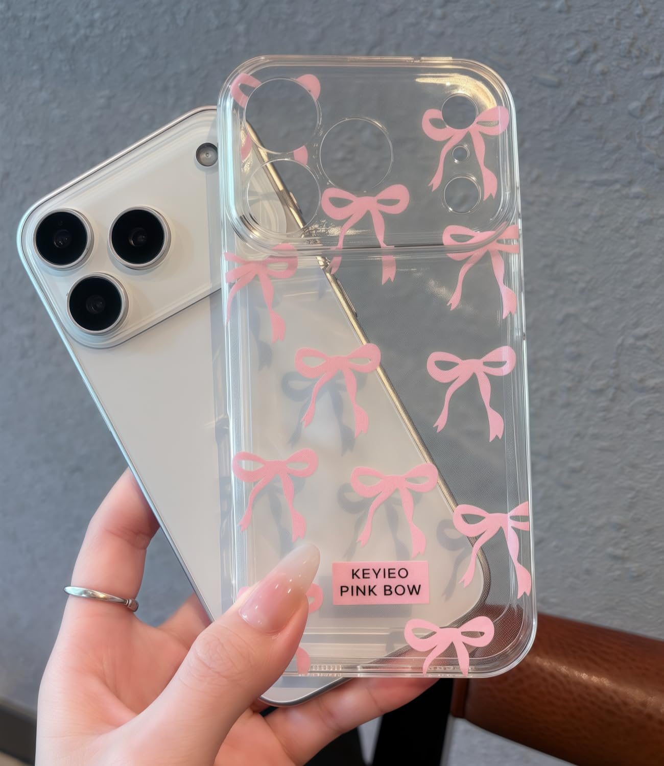 Amazon.co.jp: いphone17pro ケース 可愛い リボン クリア レンズ全面