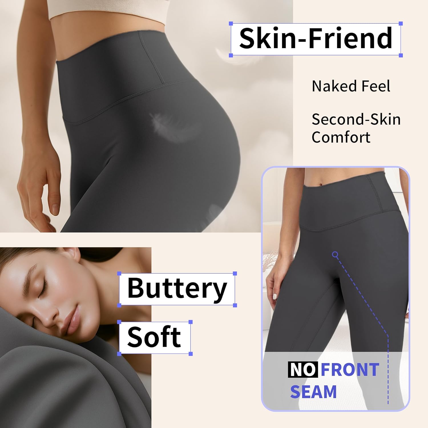 High Waisted Buttery Soft Leggings for Women-Butt Lifting No Front Seam Tummy Control Workout Gym Yoga Pants with Pocket - Image 2