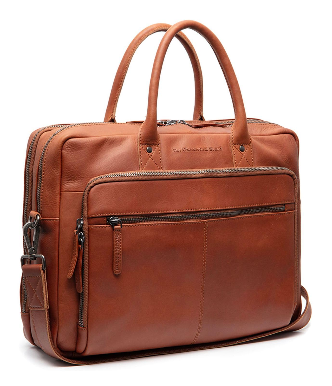 The Chesterfield Brand Pelle borsa da ufficio con scomparto per laptop Tacama Leather Laptop Bag Cognac marrone