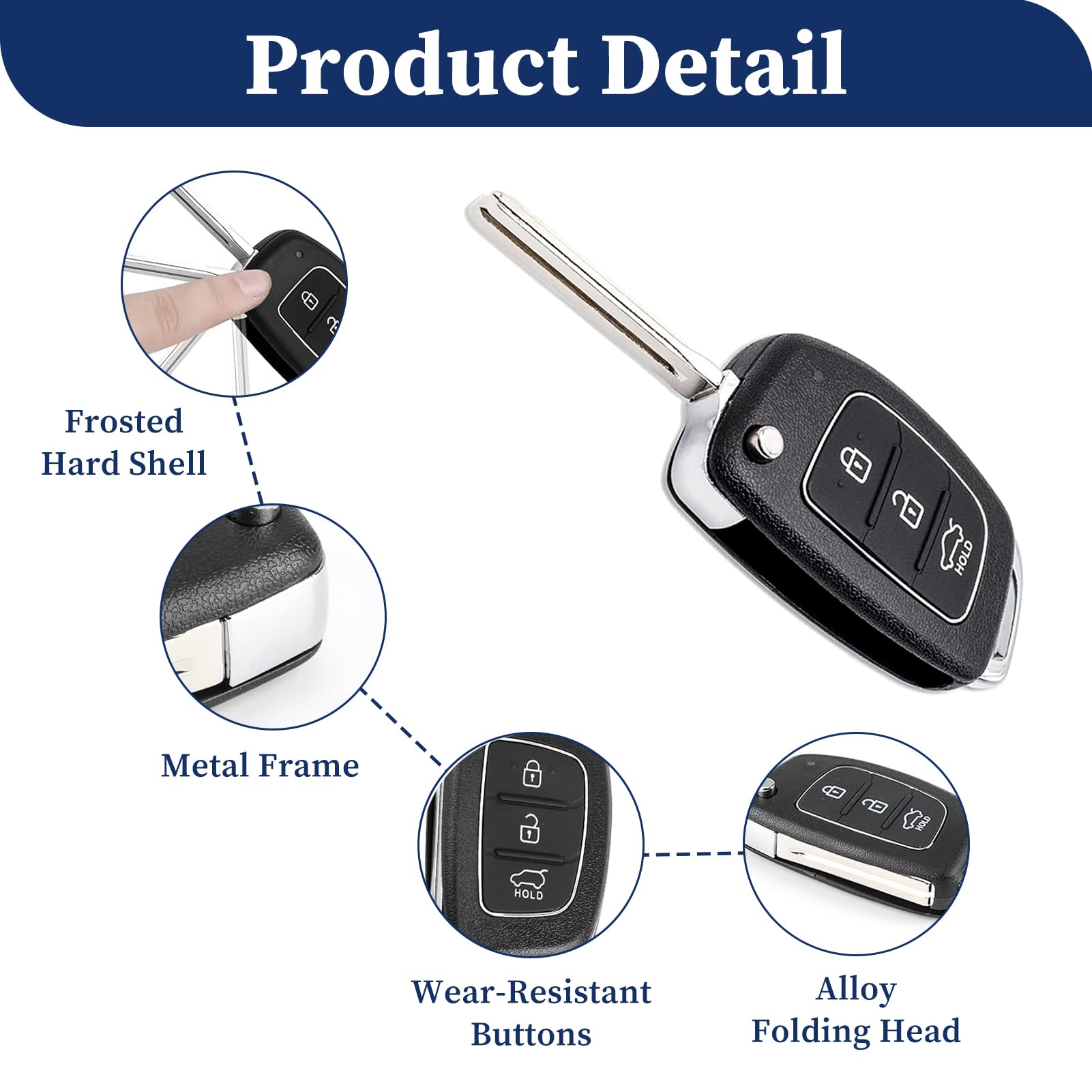 Keyforkess 10 Pz/lotto In Gomma Auto Tasto Chiave Pad Per Hyundai 3/4 - Foto 5