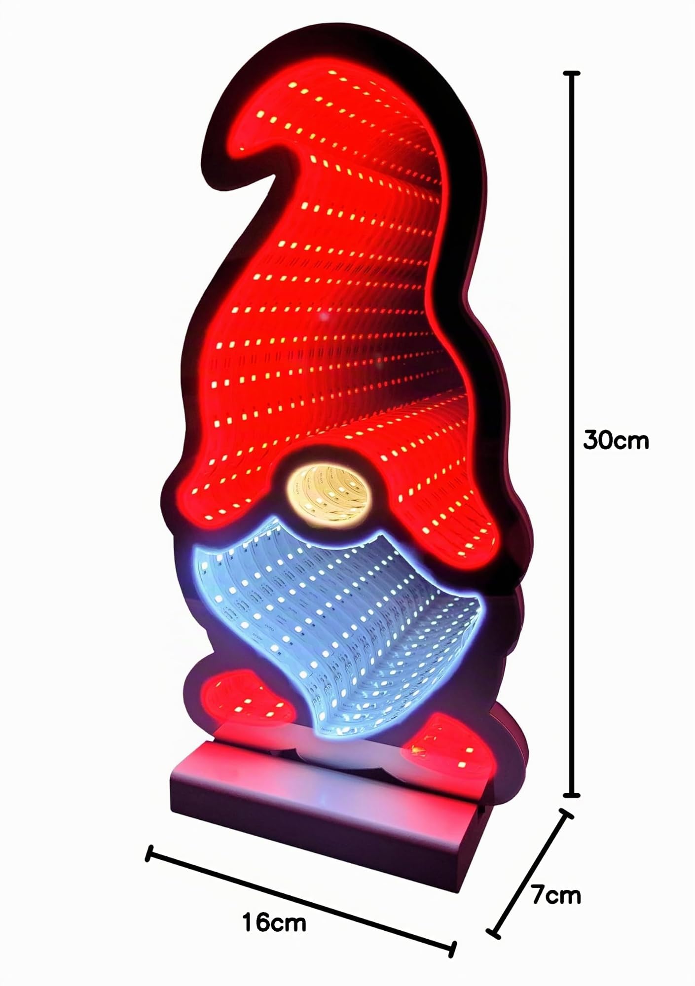 Brandsseller Éclairage de Noël LED avec effet infini – Figurine décorative Lutin en plastique avec minuterie 6/18 h et câble 3 m, décoration intérieure moderne (16x7x30 cm)