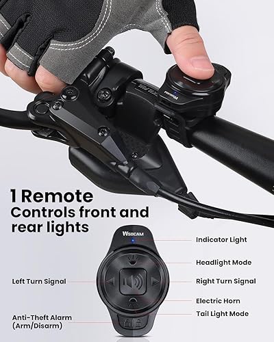 Miniatura 3 de WSDCAM Juego de luces inteligentes para bicicleta con control remoto, luz trasera de bicicleta con señales de giro y luz de freno, bocina de alarma