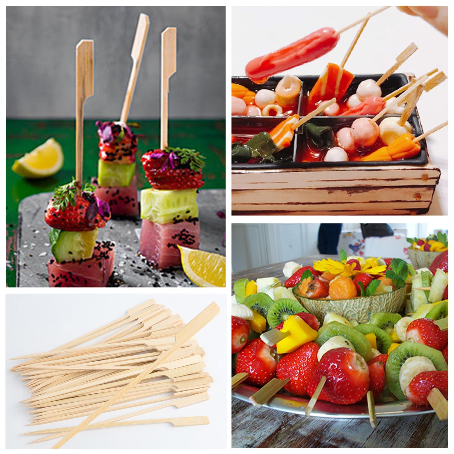 500 Spiedini In Bambù Da 15 Cm Per Barbecue, Frutta, Cioccolato Fonduta, Usa E Getta O Riutilizzabili