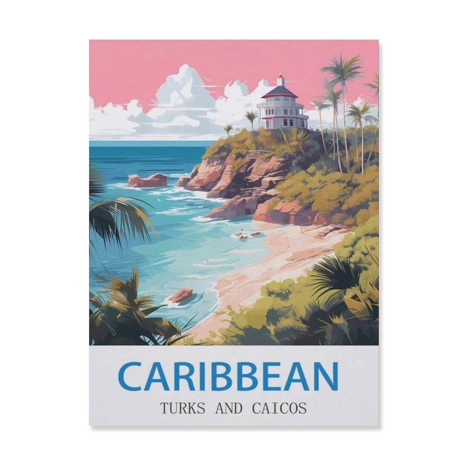 Metal Tin Sign，Turks And Caicos Caribbean，Tin Sign Rustic Decor Cave Coffee Shop Bar Bedroom Home Wall Decor Tin Sign(30x40cm）12x16 inch-EH14