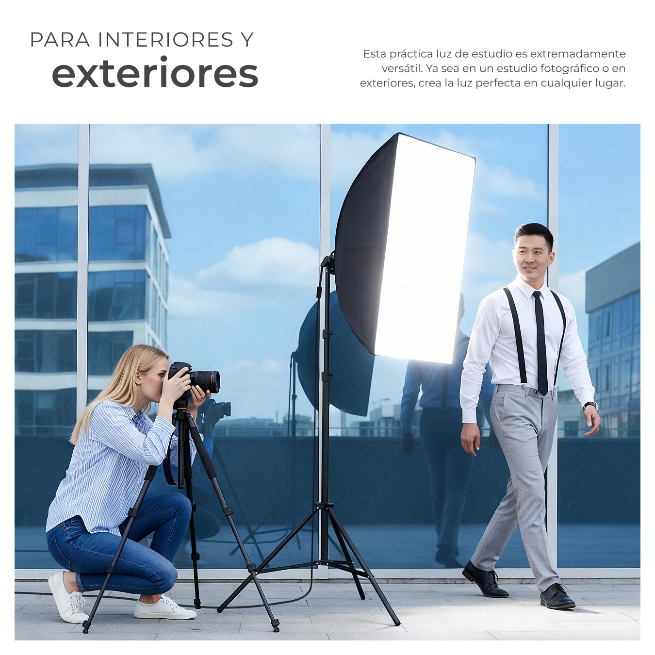 tectake® Kit iluminación Estudio fotográfico, Set de Softbox con Trípode. Iluminacion Fotografia, Foco Luz, Foco de Luz Fotografia, Accesorios para Video y Youtube, Estructura de Aluminio - Softbox