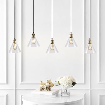 SAFAVIEH Collection Presta Chrome 5 Adjustable Pendant Light (LED Bulbs Included) PND4110A