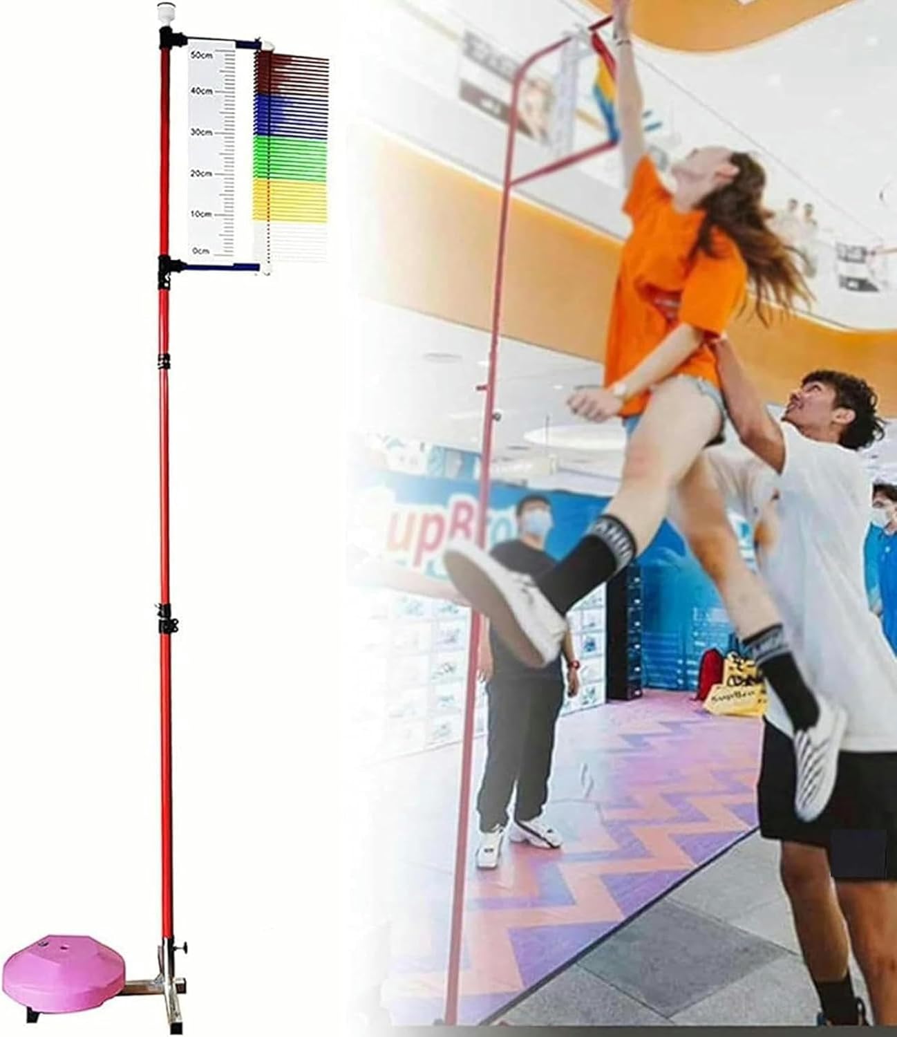Vertical Floor Jump Meter, Jump Test Device, Adjustable Height of 4.3 to 11.8 Feet, Vertical Jump Measurement Tool