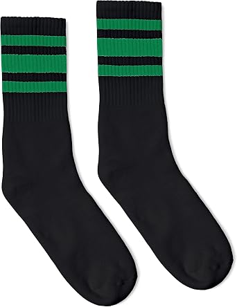 Green Striped Socks | Black