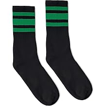 SOCCO USA-Made Striped Crew Socks S/M Black/Green