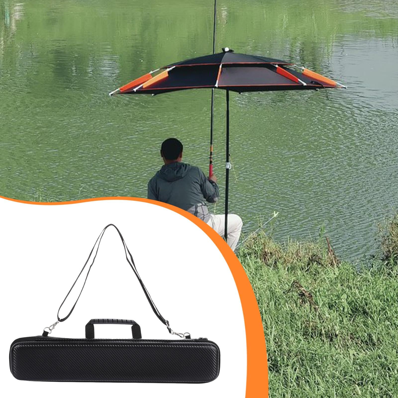 MERIGLARE Étui Rigide en EVA pour Canne à Pêche, Portable et Résistant Aux Chocs, avec Bandoulière. Idéal pour Les et La Pêche en Extérieur. Fermetures