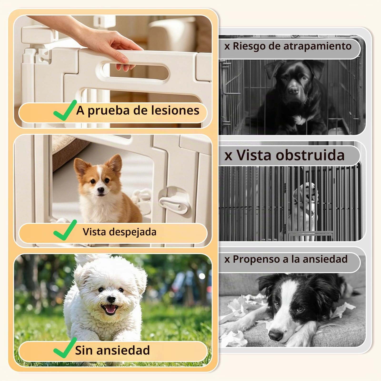 Parque para Perros de Acrílico, 8 Paneles (Altura 60 cm), Corralito Transparente para Cachorros con Puerta con Cierre y Base con Ventosas, Valla Interior para Perros Pequeños, Gatos y Conejos
