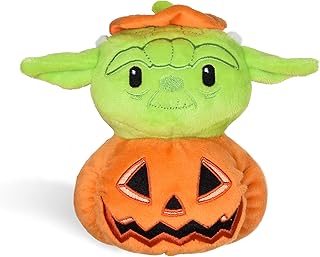 STAR WARS Dog Toy Yoda Halloween Dog Toy Pumpkin Head | Small Dog Toy, Soft Plush Dog Toy, Squeaky Dog Chew Toy Yoda Dog Toy, Pumpkin Head Yoda Plush Toy for Dogs, 6 Inch,Yoda Pumpkin Head,FF19333