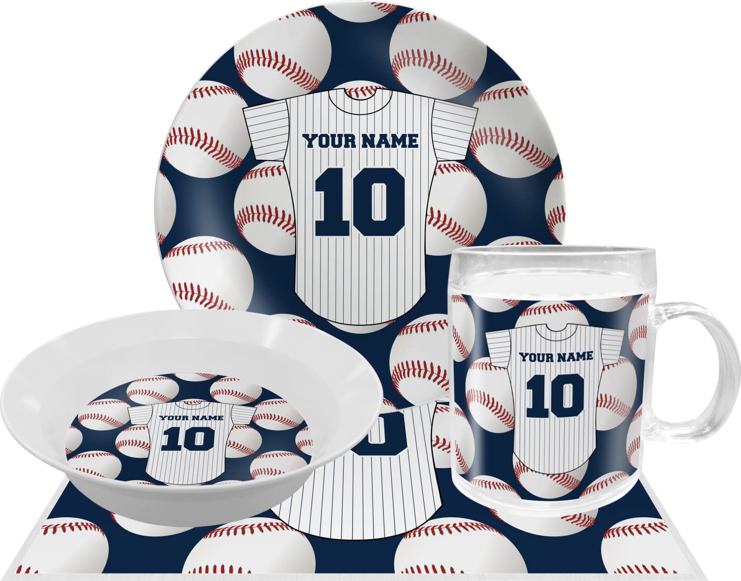 Personalized Baseball Jersey Melamine Bowl - 12 oz