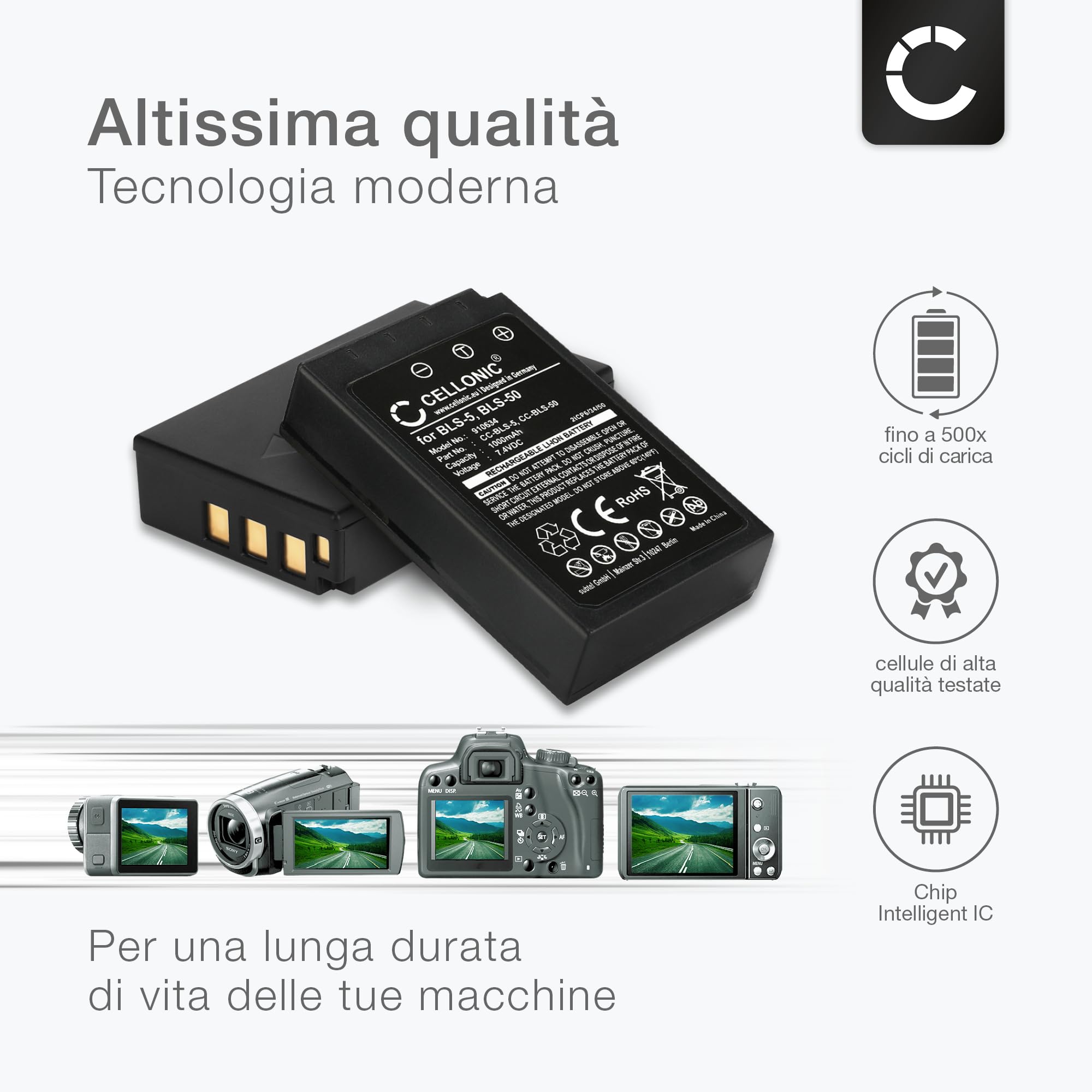 Set 2 In 1 Per Olympus: Batteria BLS-5/BLS-50 1100mAh + Caricatore Doppio USB