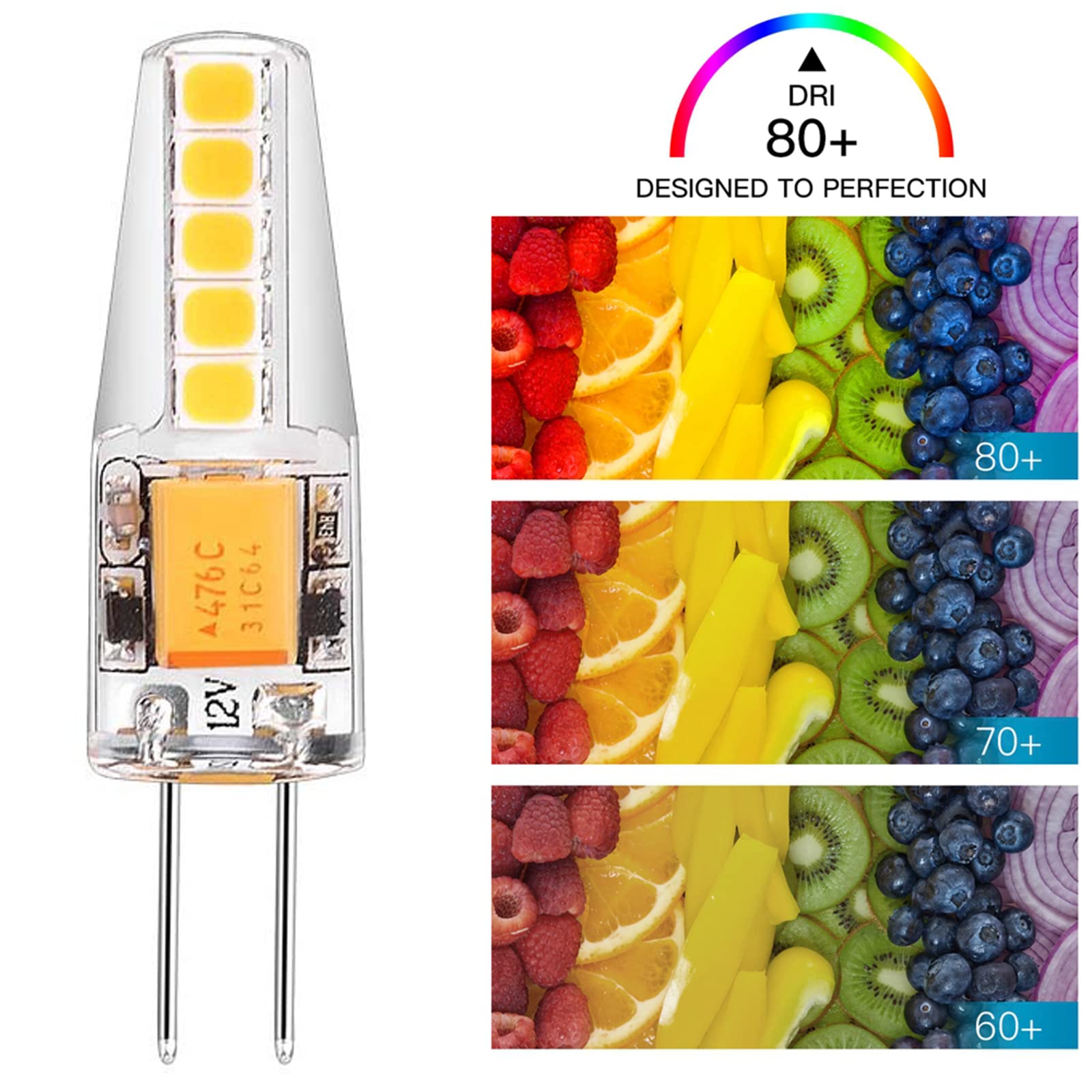 Ampoule LED G4 3W Économie D'énergie Équivalent 30W Lampe Halogène, AC/DC 12V 300LM, Non Dimmable, sans Scintillement, Économie D'énergie, Lot de 10,Cool White 6000k