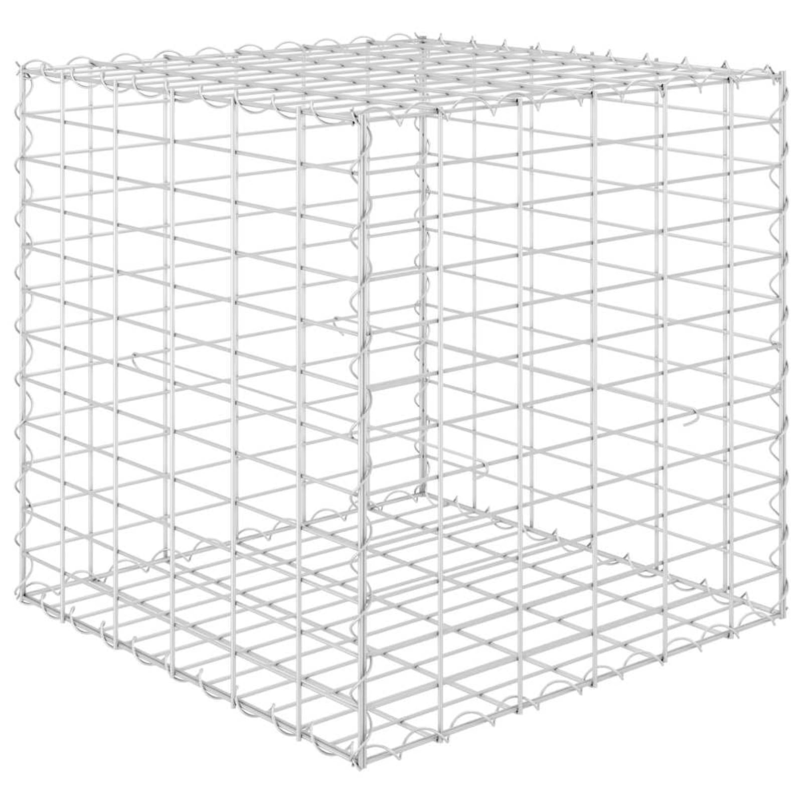 Tidyard Gabbione Letto Rialzato Cubo in Filo di Acciaio Argento 60x60x60 cm per Fiori Giardino 145651