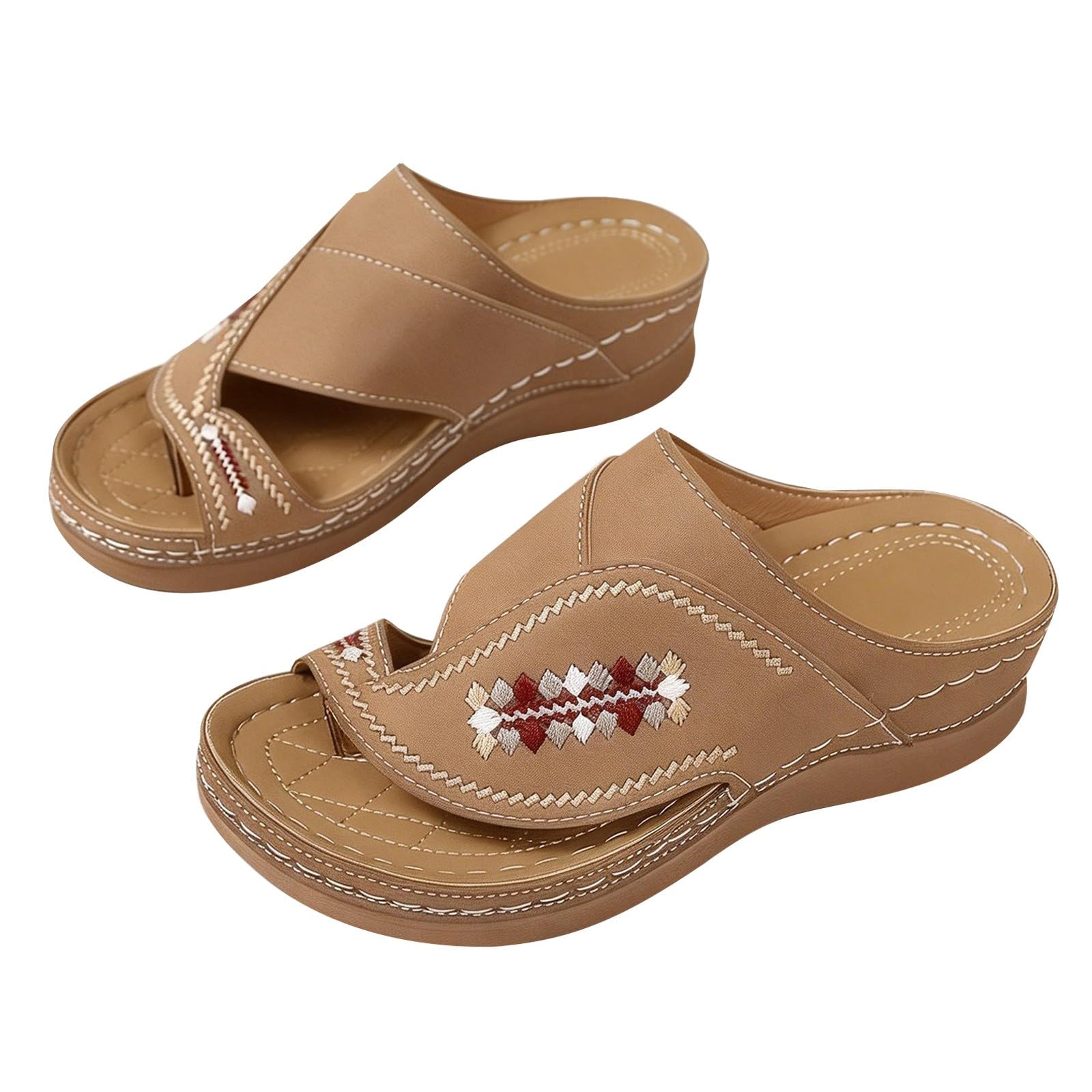Generico Sandales De Marche Femme Confortables LéGèRes AntidéRapantes Semelle Souple Respirantes Chaussures Femme éTé éLéGantes Mules OrthopéDiques Coupe Large Ville Usage Quotidien