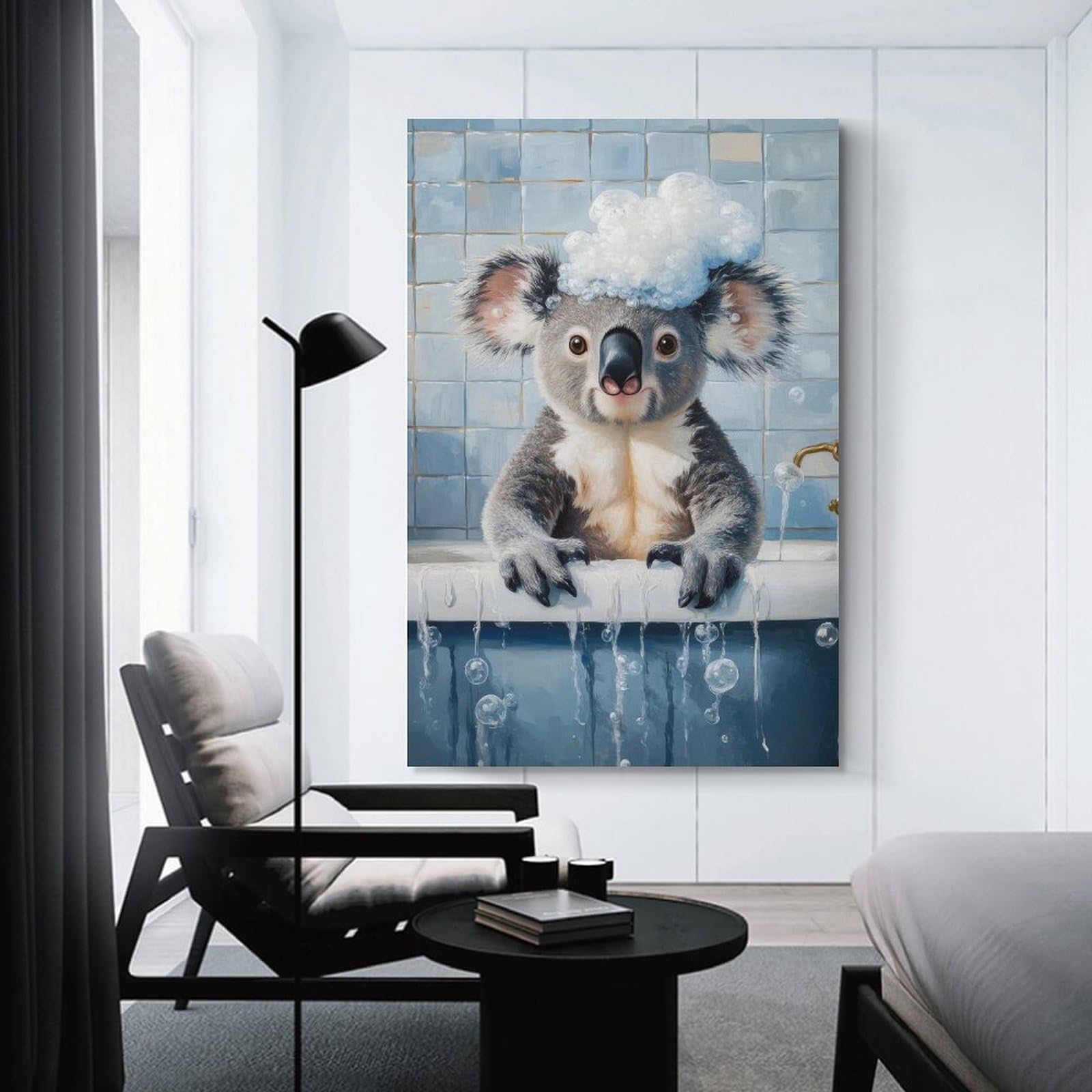 Junmoney Koala Bath Time Room Decor Wall Art 12x18inch(30x45cm), for Bedroom, Guest Room Or Reading Nook, An Easy Wall Refresh for Bedrooms