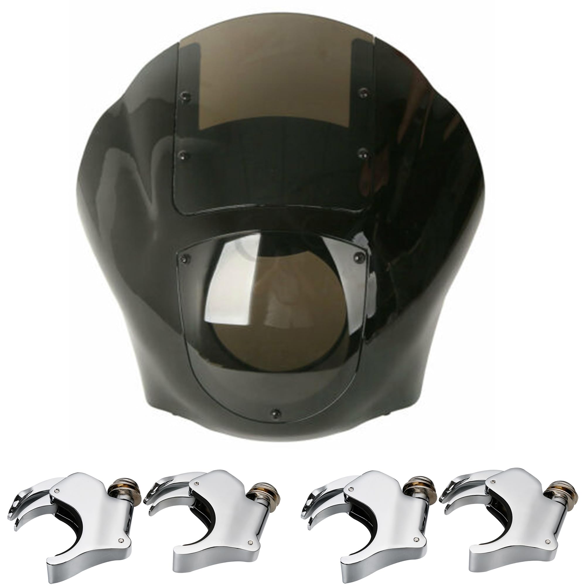 Windshield Fairings Quarter Fairings Smoke Windshield Windscreen 49mm Fork Clamp Fit for Harley Dyna FLST Sportster XL 883 1200 Black Chrome
