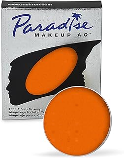 Mehron Makeup Paradise Makeup AQ Refill Size | Stage & Screen Performance, Face & Body Painting, Beauty, Cosplay, and Halloween | Water Activated Face Paint, Body Paint .25 oz (7 ml) (Orange)