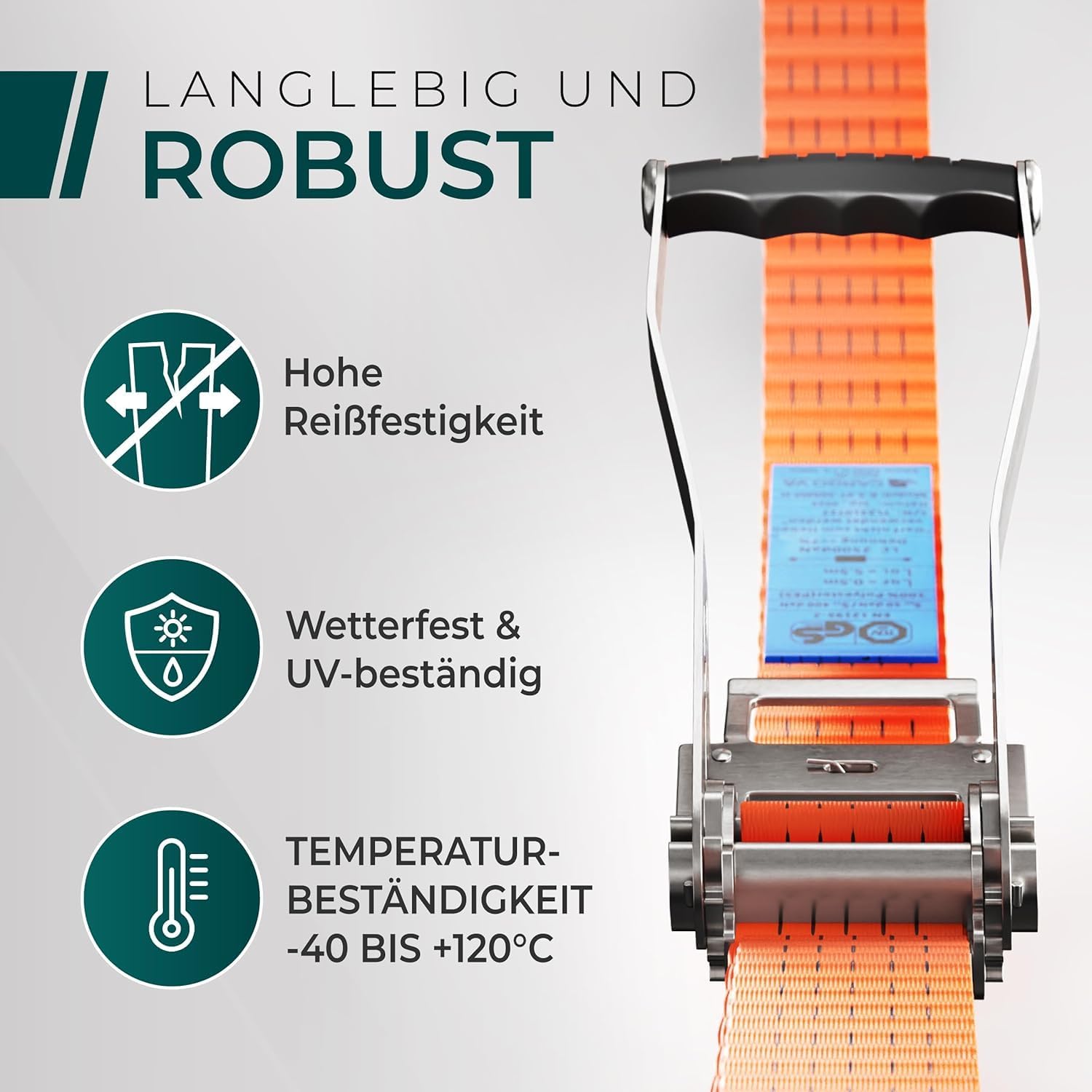 Schwerlast 5000kg Ratschengurte 6m - TÜV/GS & DIN Geprüft - Spanngurte mit Ratsche und Haken - QR Label Anleitung - Sicher & Robust [2er Set]