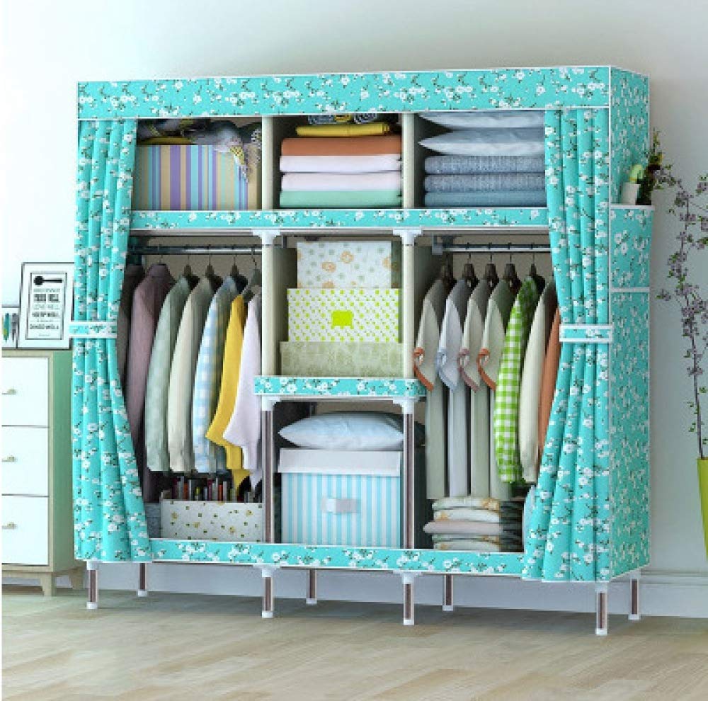 Armoire en toile solide contre le désordre avec cadre en acier inoxydable 170cm