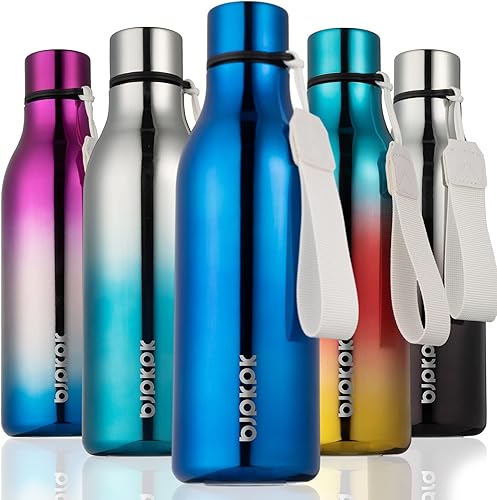 BJPKPK Botellas de agua aisladas, botella de agua de metal de acero inoxidable de 18 onzas con correa, termo a prueba de fugas, tazas y frascos,