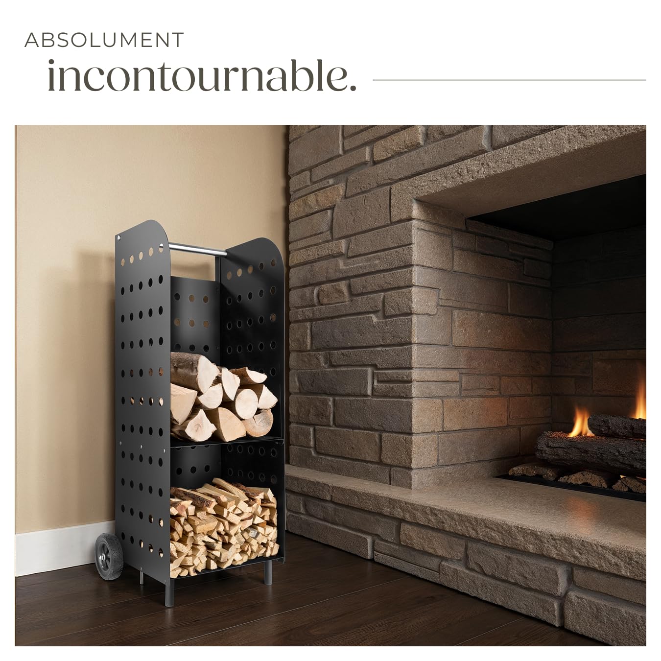 TecTake® Chariot à Bois à Roulettes - Range-Bûches Intérieur - Étagère pour Bois de Chauffage 53,5x41x112 cm - Accessoires pour Cheminée