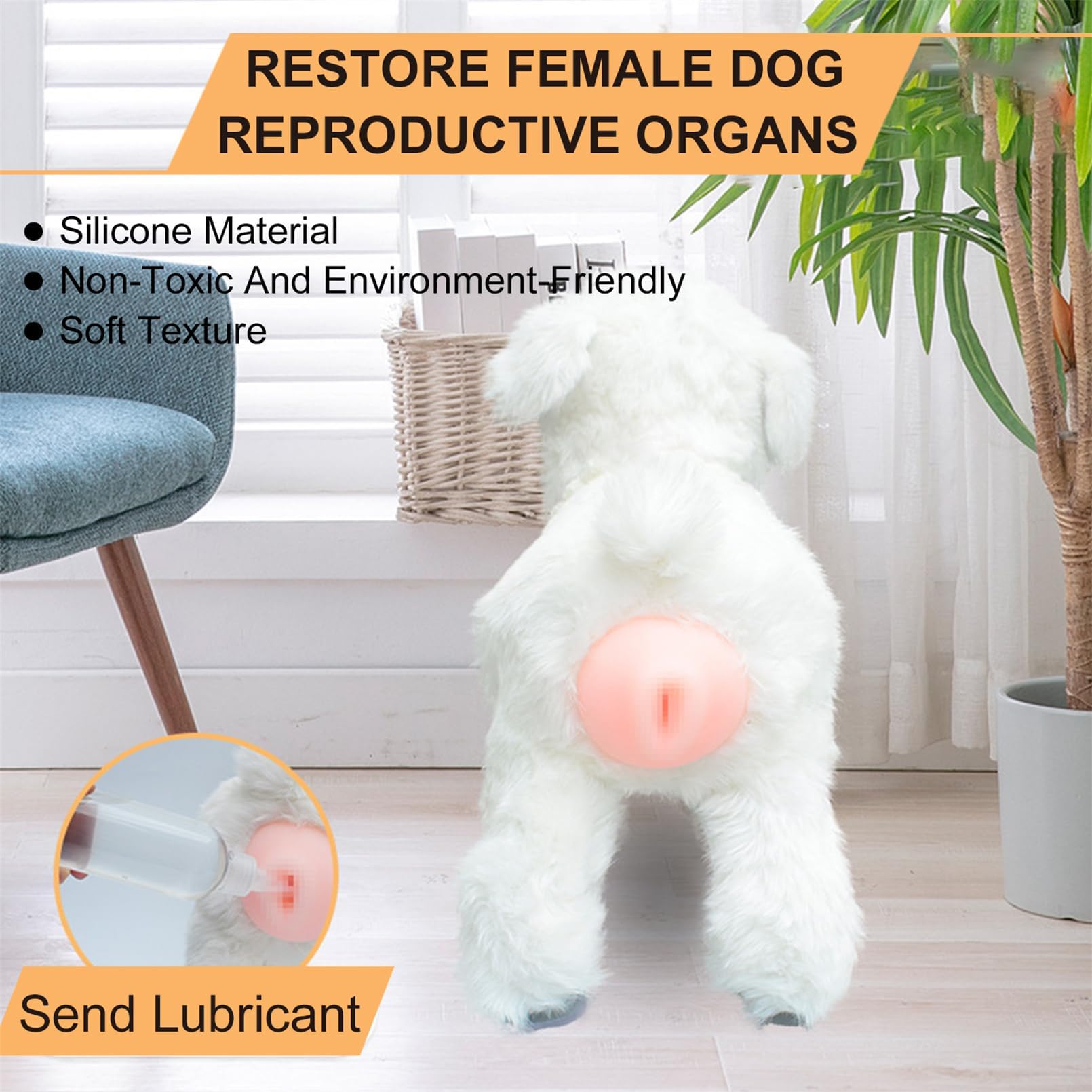 Juguetes para perros de ventilación de estro mascota, juguete de apareamiento de simulación de silicona, perros para mascotas juguetes chirridos de felpa, novia de una muñeca para perros 18cm/7.1in