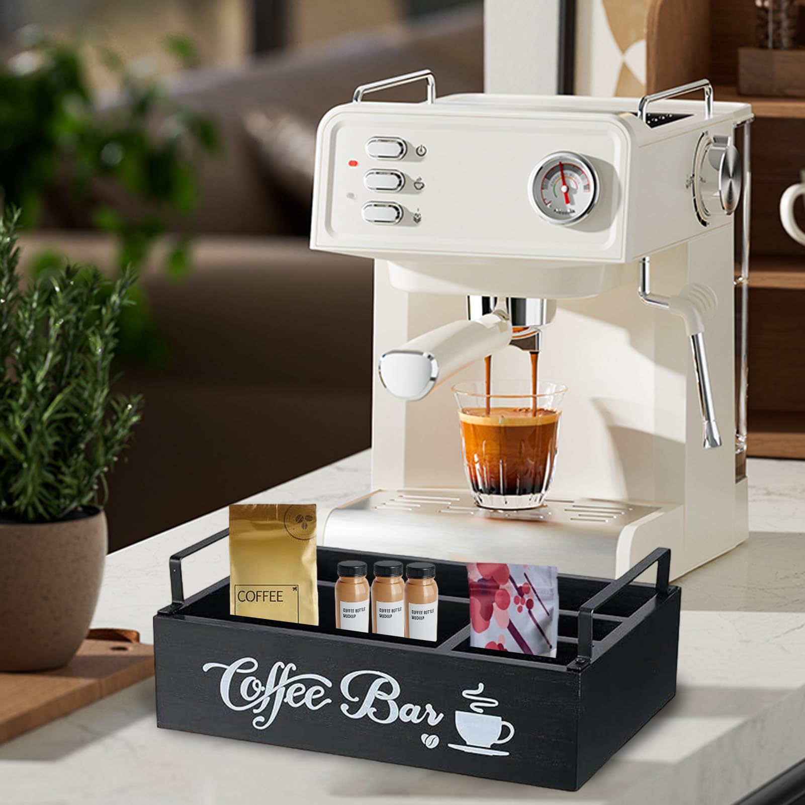 Générique Organizer für Kaffee-Caddies, für Theke, Gewürz-Service, Organizer für Barbedarf aus Holz für Zuhause, Ruheraum