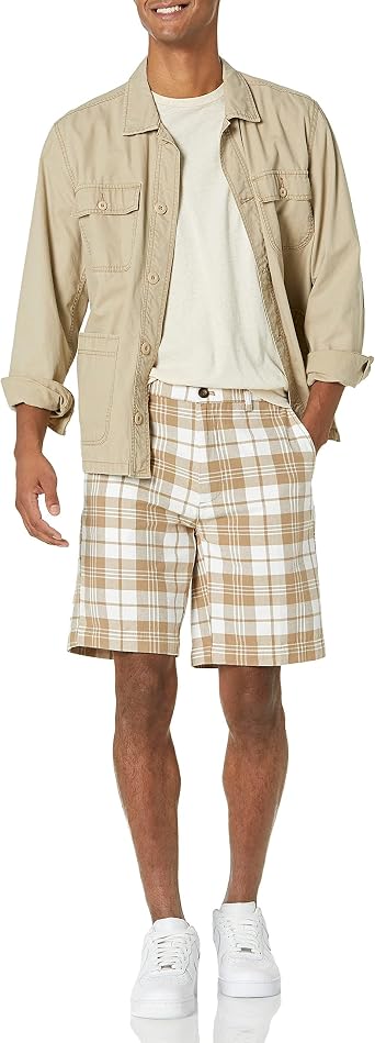 Amazon Essentials Men's Classic-Fit 9 Cotton Twill Chino Shorts with Button-Through Pockets