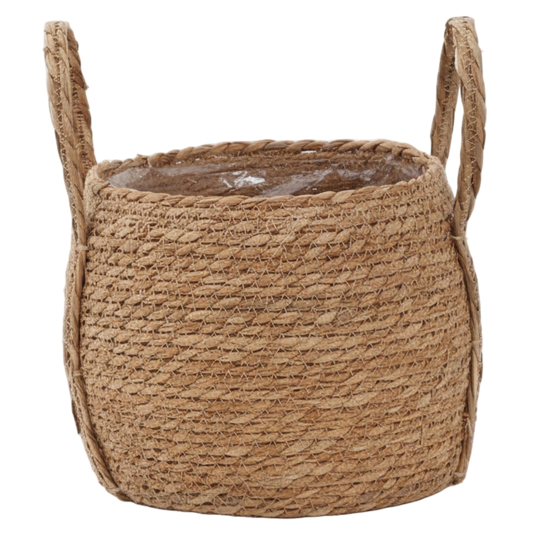 Wilafury Wicker Planter Basket, 9.5 Inch Handwoven Plant Baskets with Plastic Liner & Handles, Decorative Indoor Planter for Home & Wedding Decor