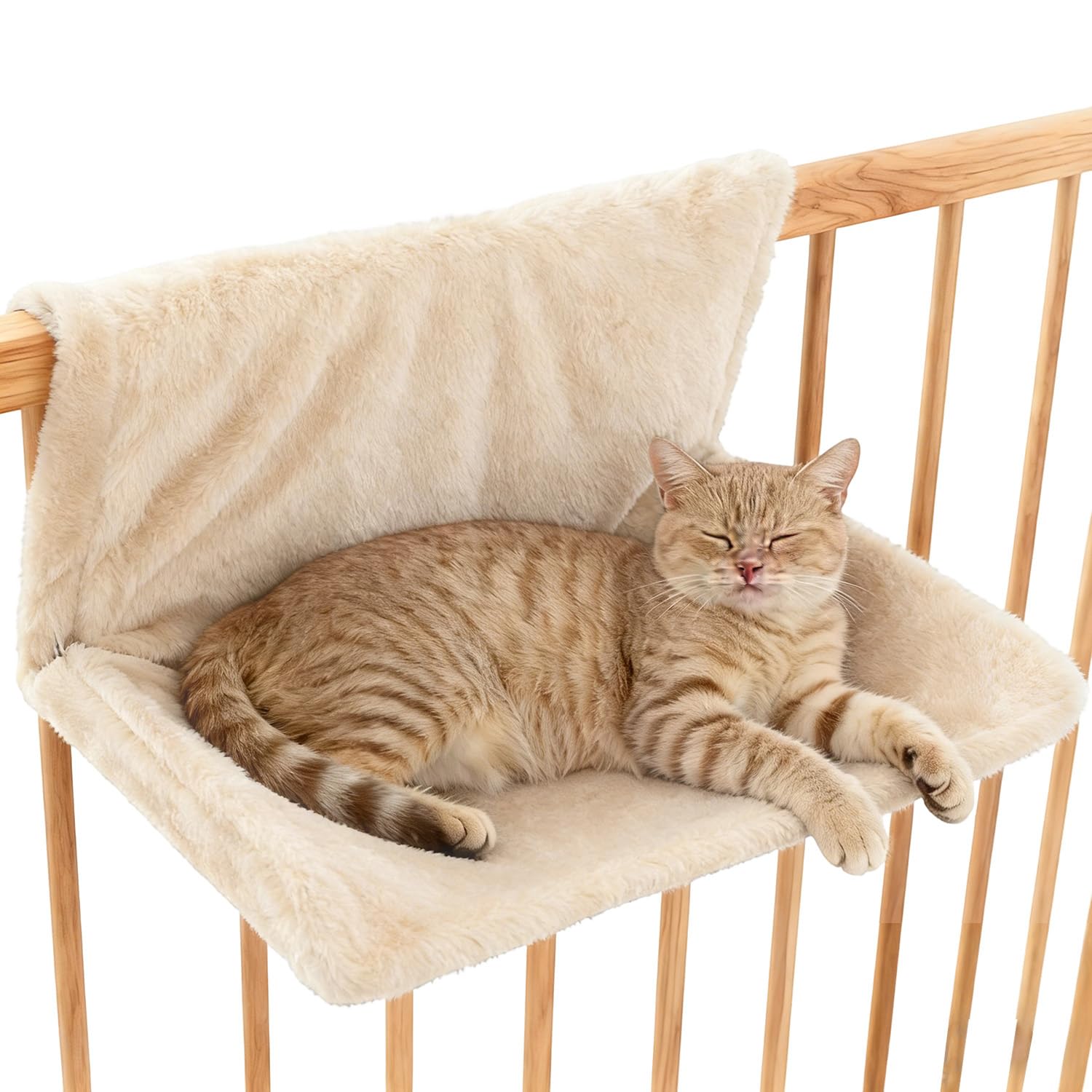 Cuccia per gatti Heizun, letto per radiatori per gatti con morbido peluche, per riscaldamento e gatti, per tutti i comuni radiatori (beige)