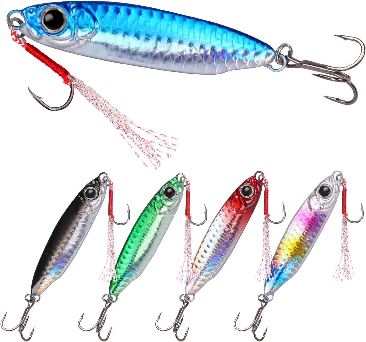Tripquips Saltwater Jigs Fishing Lures with Ultra-Sharp Hooks, Saltwater Spoon Lure for Tuna Salmon Grouper, Sea Fishing Jigging Lure, Trolling Spoon for Bass Fishing
