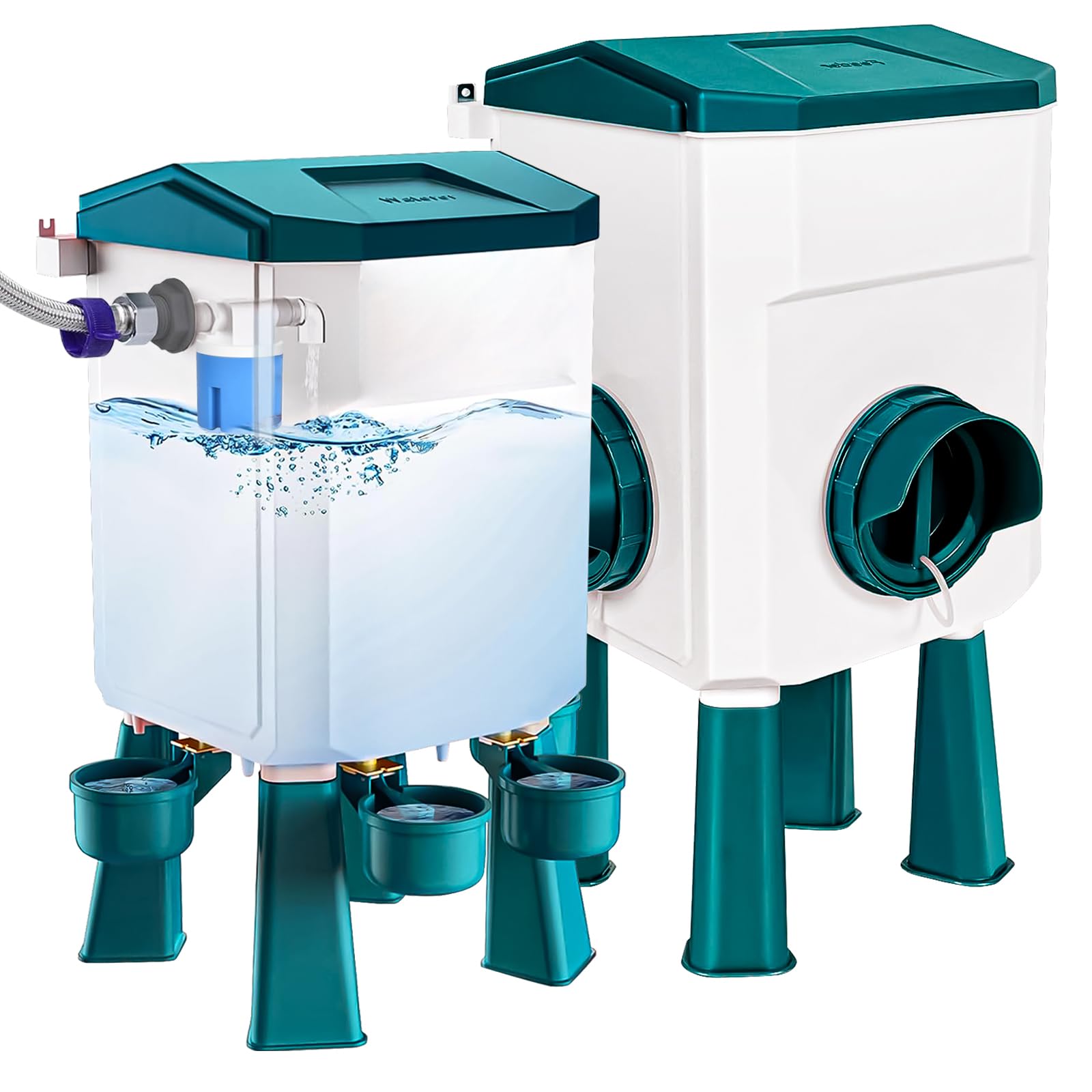 Automatic Chicken Waterer and Feeder Set, 7L Poultry Waterer and 26-LB Chicken Feeder with Smart Design for Coops, Ducks, and Chickens (Blue, 26