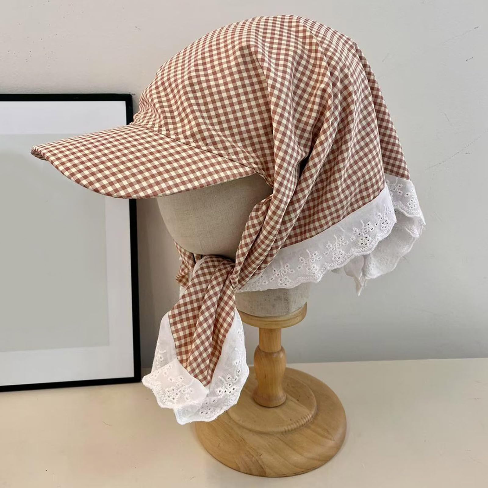 Amazon.co.jp: Btgghytr 女性用 チェック柄ヘッドスカーフキャップ