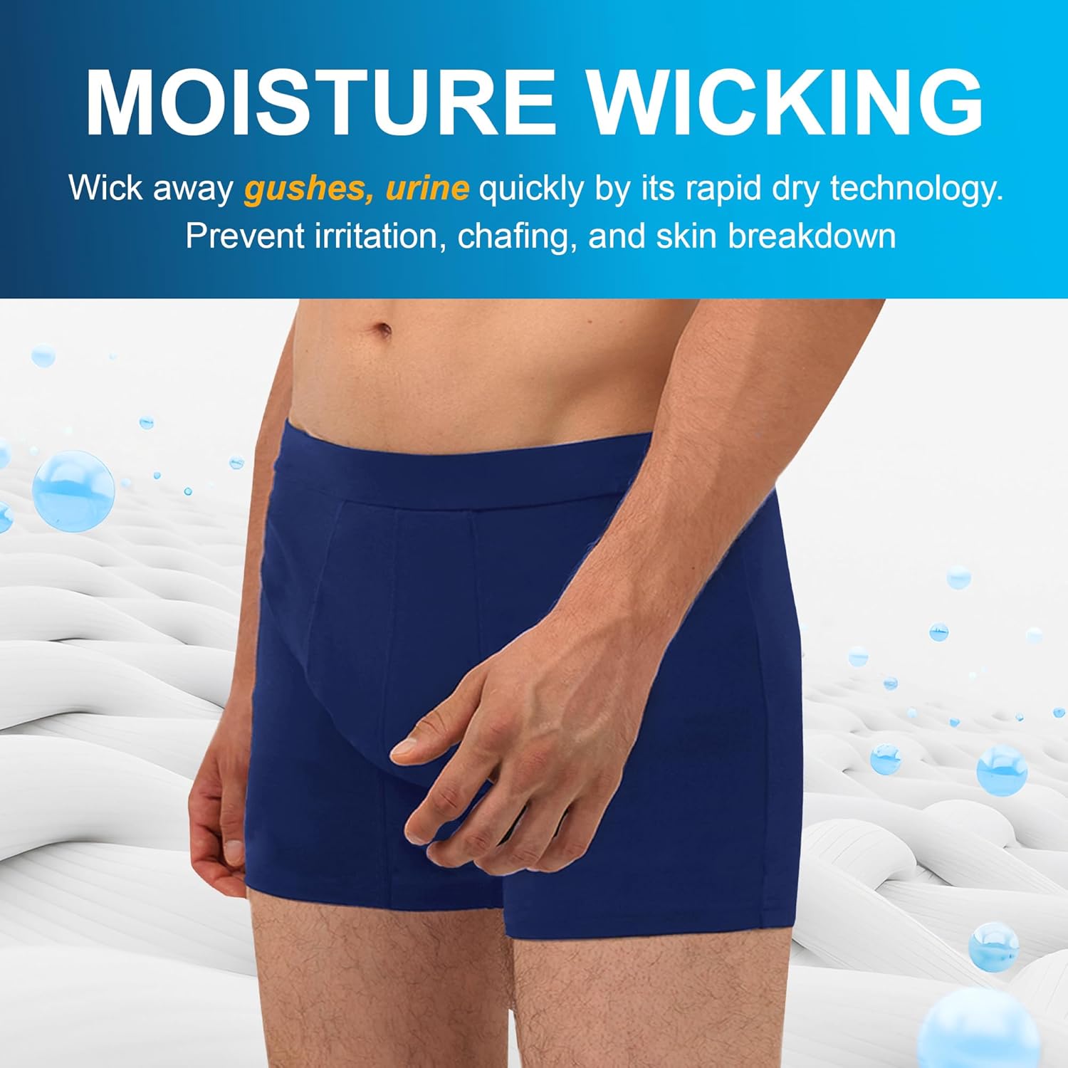 Incontinence Underwear for Men Washable Urinary Leak Proof Absorbent Boxer Brief Male Bladder Leakage Protection 3 Pack (Black 2 Dark Blue XL) - Image 6