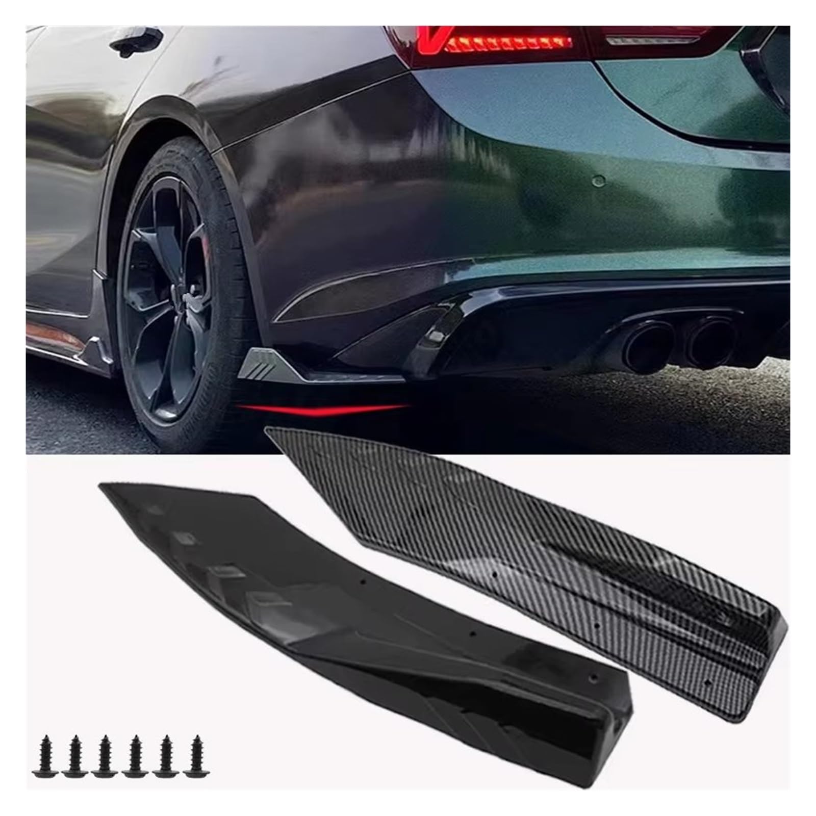 Minigonne Laterali Paraurti Posteriore A 2 Pezzi Diffusore Angolare Splitter Spoiler Canard Per BMW Serie 4 F32 F33 F36 G22 G23 G26 Dal 2014 In Poi(Nero)