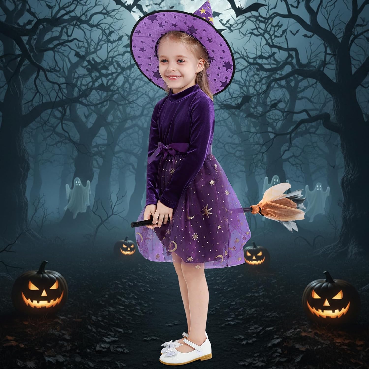 Girls Dress Velvet Long Sleeve Tutu Dress Kids Sparkly Sequin Tulle Holiday Party Casual Princess Dresses 3-8Y - Image 2