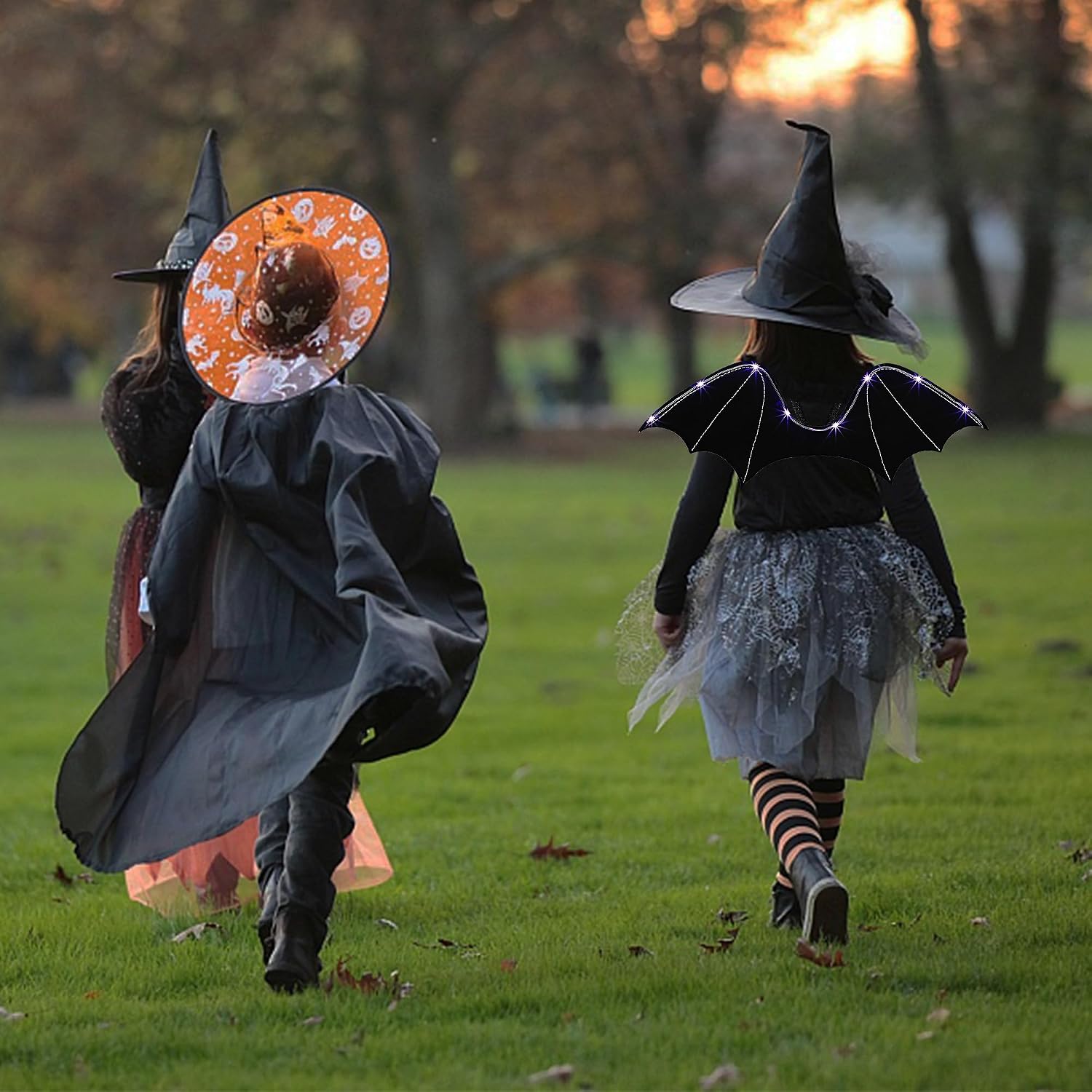 Lulu Home Bat Wings for Kids, Black Wings for Halloween Costume Vampire Witch Dress Up Role Play Props Party Decoration