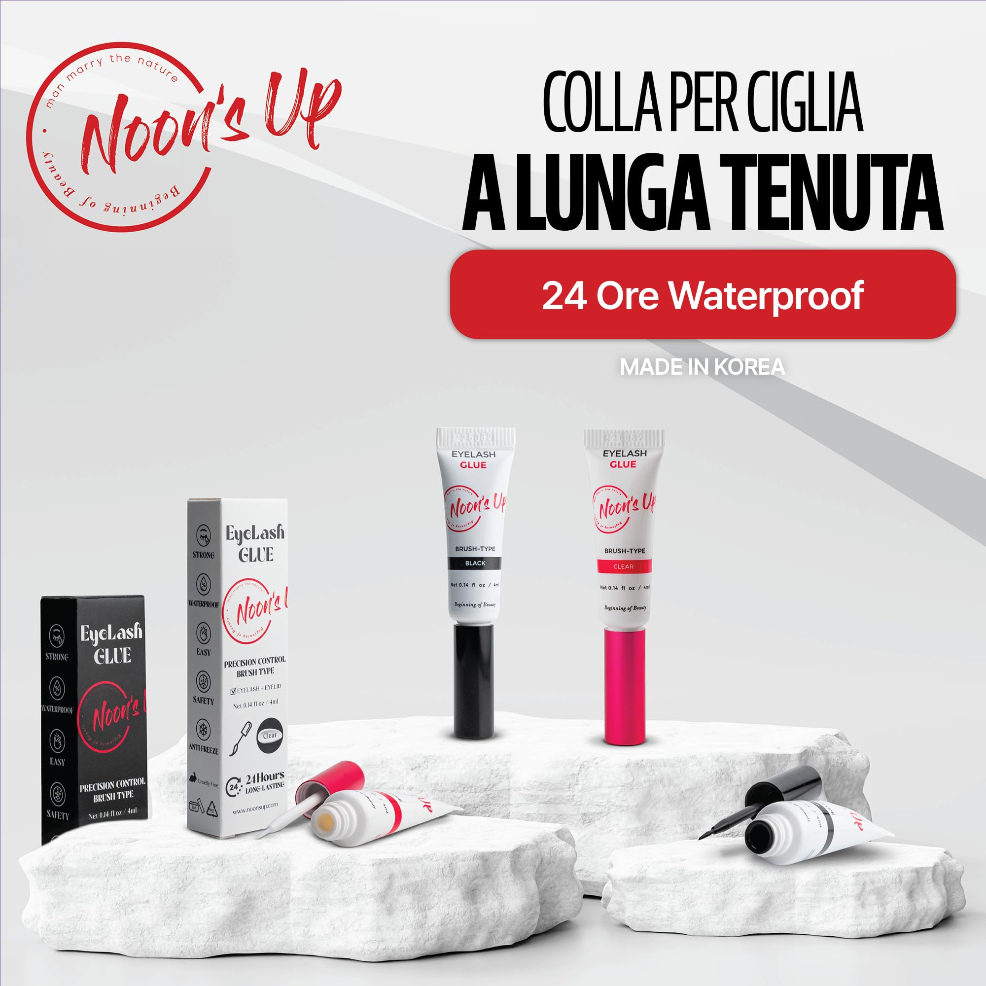 NOON'S UP Colla per Ciglia Finte senza Formaldeide 4ml Trasparente