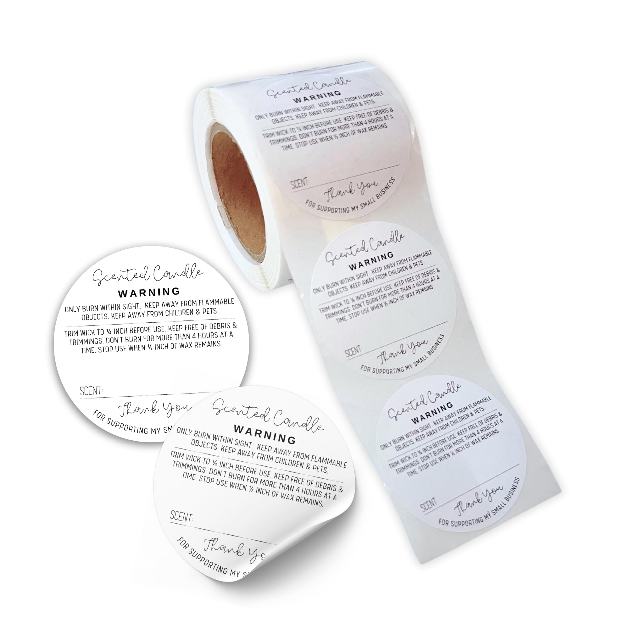 Velas aromáticas vertidas hechas a mano, etiqueta minimalista e instrucciones de advertencia, 2 pulgadas, redondas, 250 unidades, tarro de cera, para vender