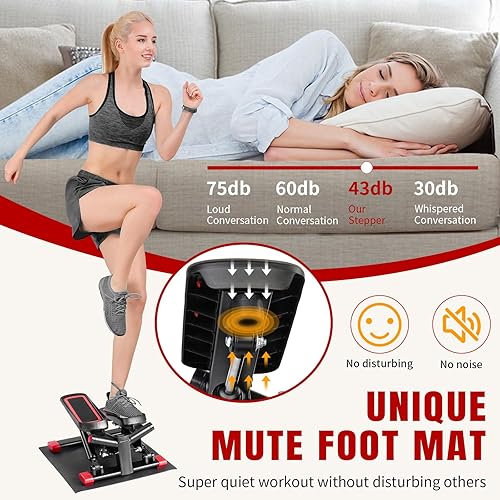 Miniatura 5 de Ktaxon Steppers para ejercicio, mini stepper, escalera con movimiento de giro único, capacidad de carga de 300 libras, diseño de resistencia