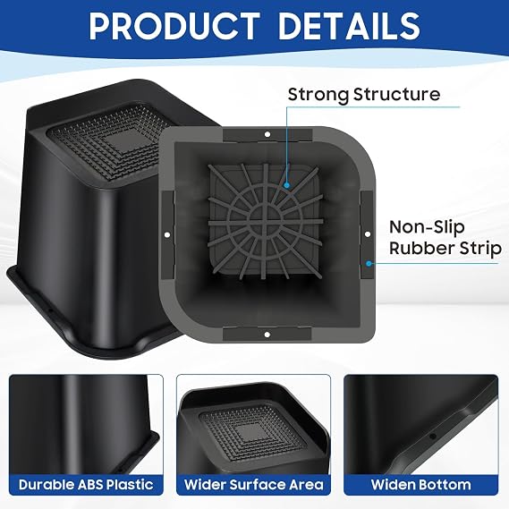 Bed Risers 6 inch Oversized Heavy Duty Furniture Risers L-Shape Table Riser Chair Raisers Lifter for Sofas Couches Desks Set of 4 Pack