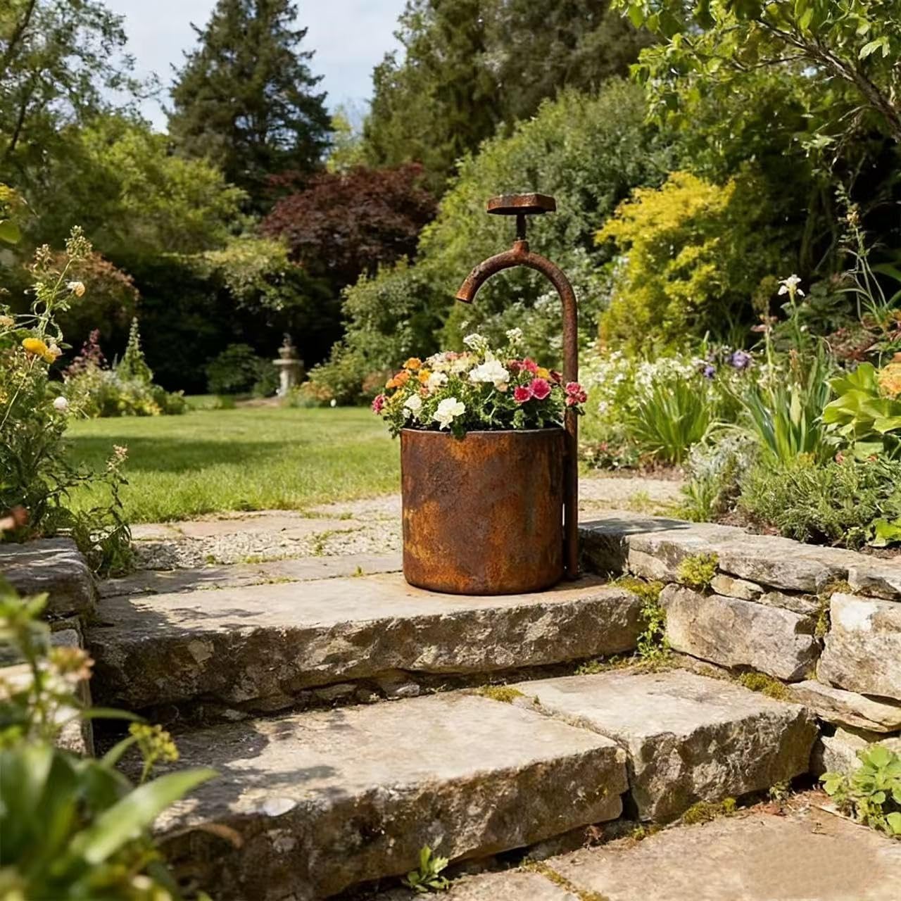 Wasserhahn aus Edelrost zum Bepflanzen Dekorieren Außenwasserhahn in Rostoptik 30 x 14 x 14 cm Rost Pflanzschale Blumentopf Windlicht Gartendeko Rostdeko (Wasserhahn)