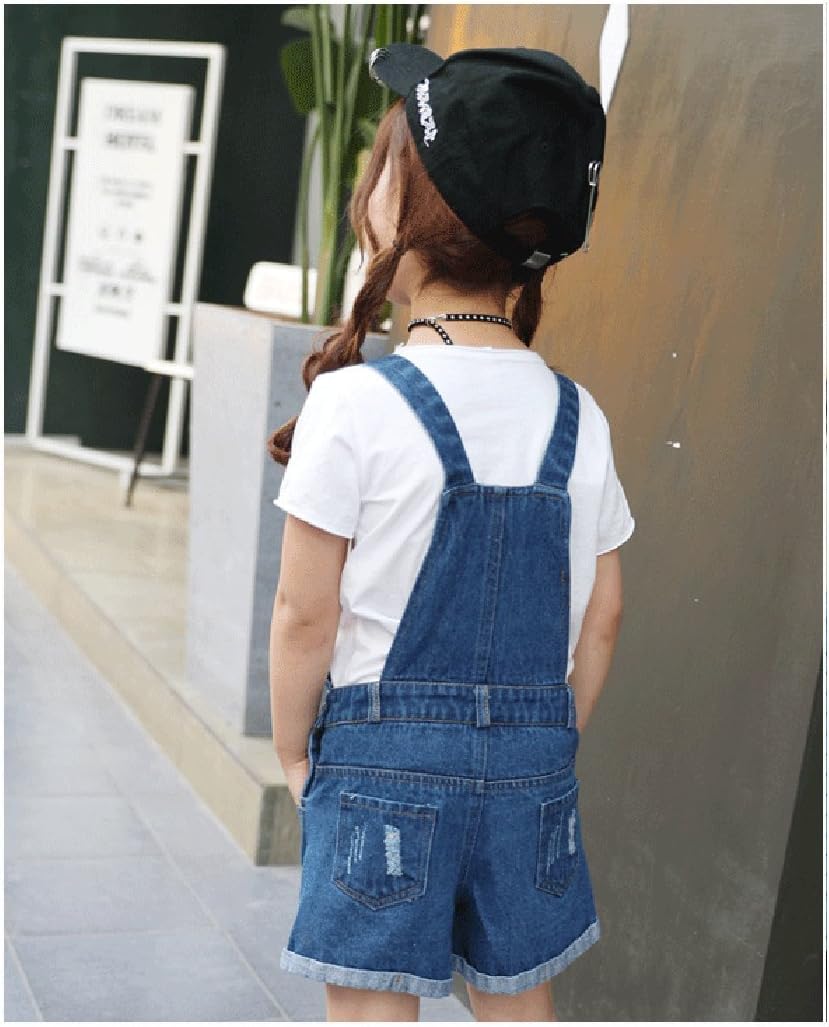 KIDSCOOL SPACE Baby Little Girl Jean Overalls,Big Ripped Denim Shortall - Image 4