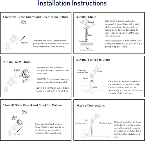 Miniatura 6 de Luces LED de paisaje de bajo voltaje GL106-BKLED8 ACDC 12V blanco cálido impermeable para entrada, patio, césped, paredes, árboles, banderas, luz al