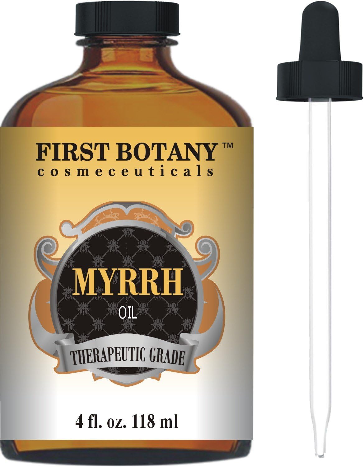 Myrrh Oil 4 fl. oz. with a Glass Dropper -Premium Quality & Therapeutic Grade - Ideal for Aromatherapy, Massages and Maintaining Healthy Skin
