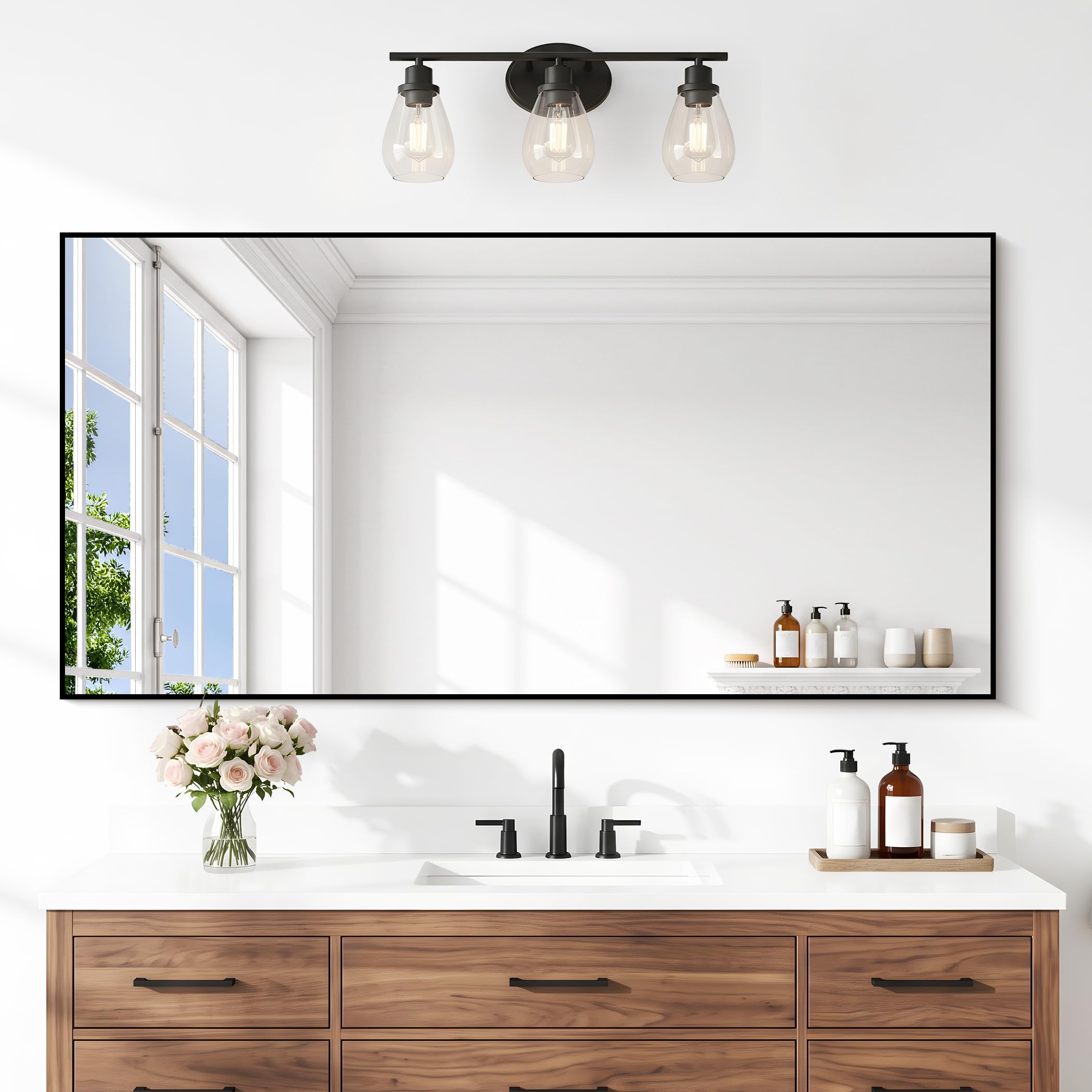 DESBING Black Bathroom Mirror 24x48
